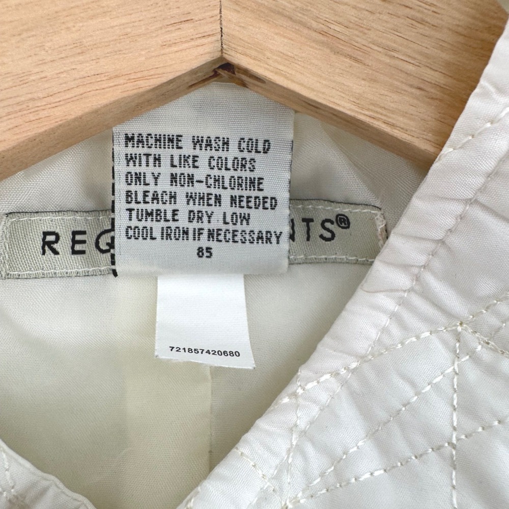 REQUIREMENTS Quilted Jacket Vanilla Cream Ivory Button Front Collar Medium - Picture 9 of 9